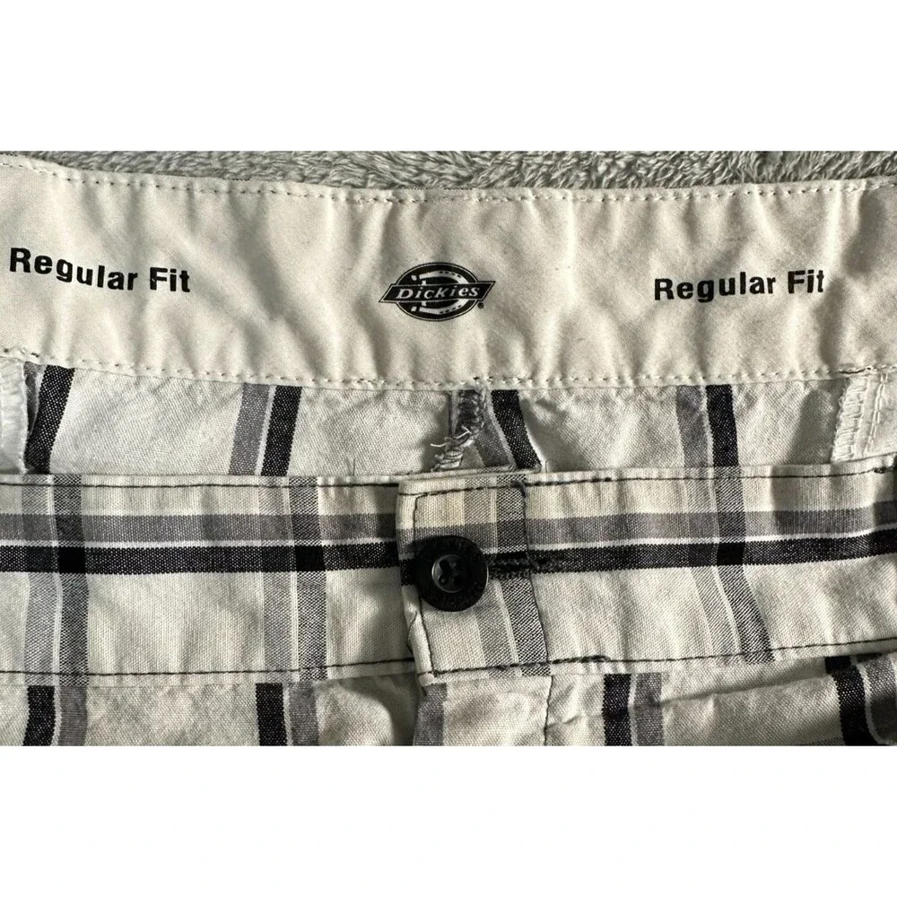 Dickies Plaid Cargo Shorts 40 Regular Fit Black Gray Workwear Outdoor‎ Casual